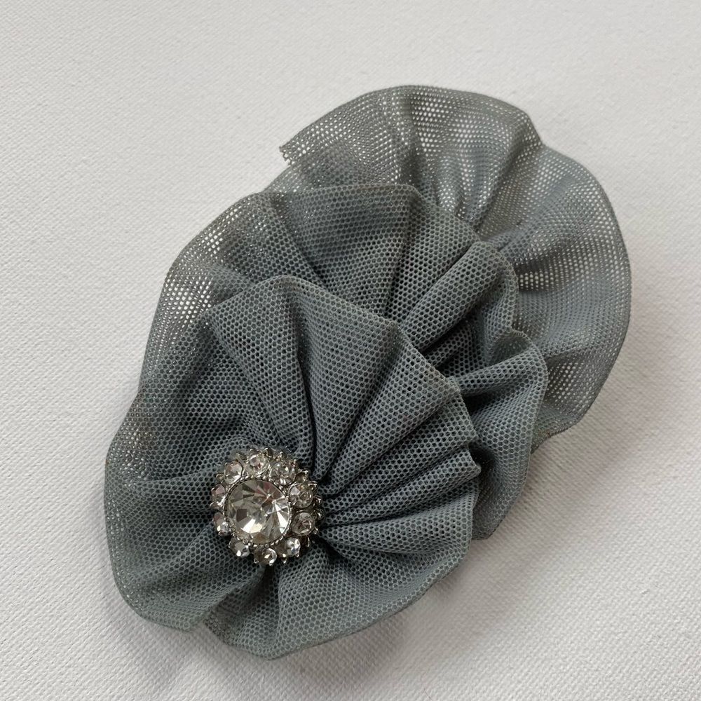 One of a Kind 1950’s Handmade Vintage Pleated Tiered Ruffle Crystal Hair Piece